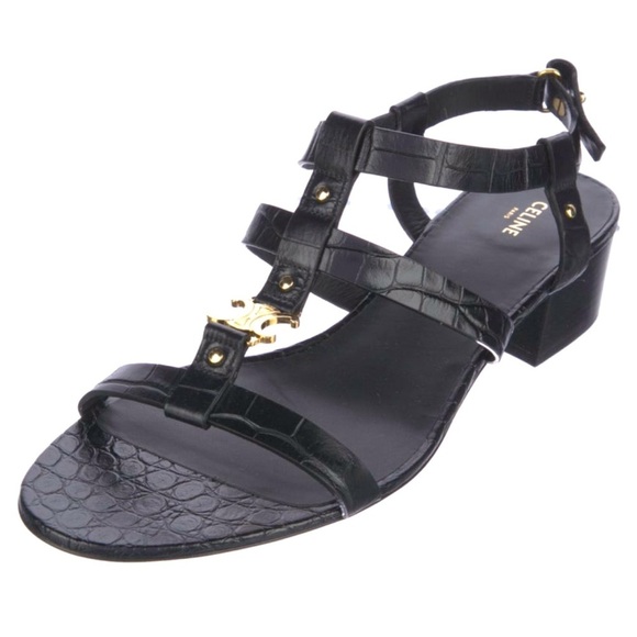 ⭐️⭐️HOSTPICK⭐️⭐️Celine sandals authentic.Blackcroc size 41.Worn once.box dustbag - Picture 1 of 8